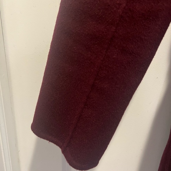 Banana Republic burgundy shawl collar, tie front car coat. Knee length, med wt. - Picture 3 of 5